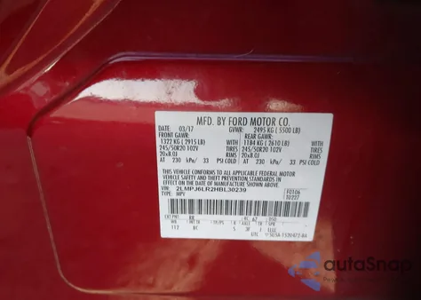 2017 Lincoln Mkx Reserve from USA, damaged, VIN 2LMPJ6LR2HBL30239